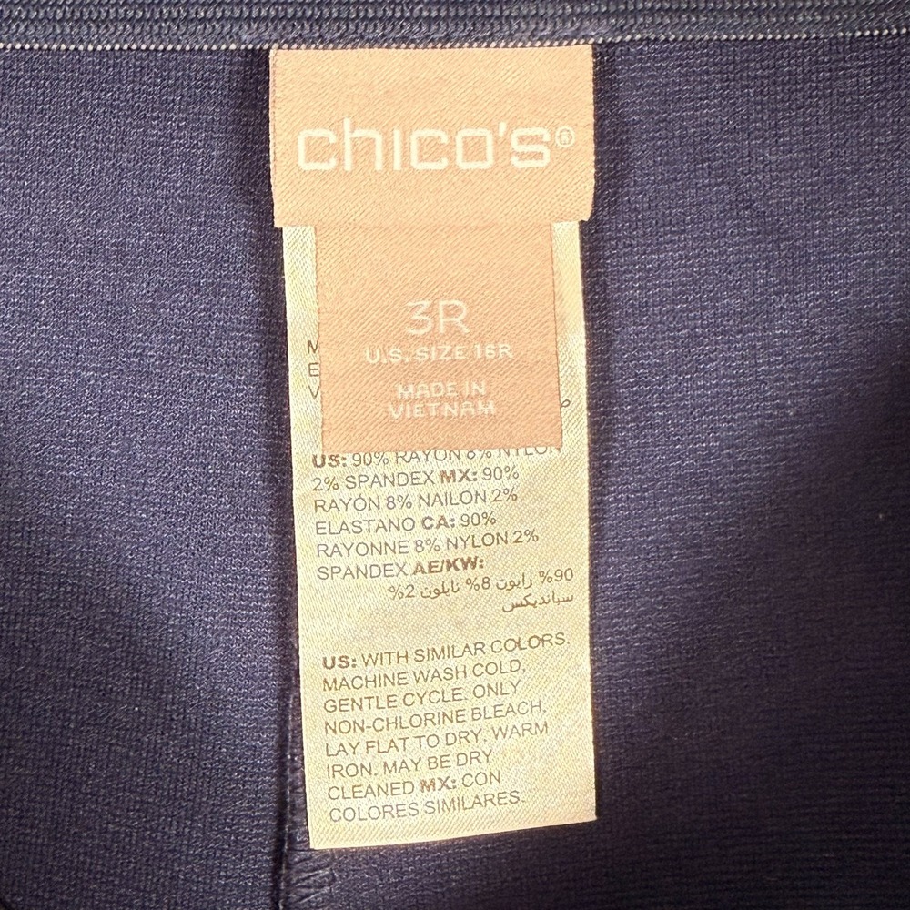 Chicos Pants Womens 3R US 16R Blue Pull On Straight Leg Ankle Stretchy Casual - Picture 3 of 6